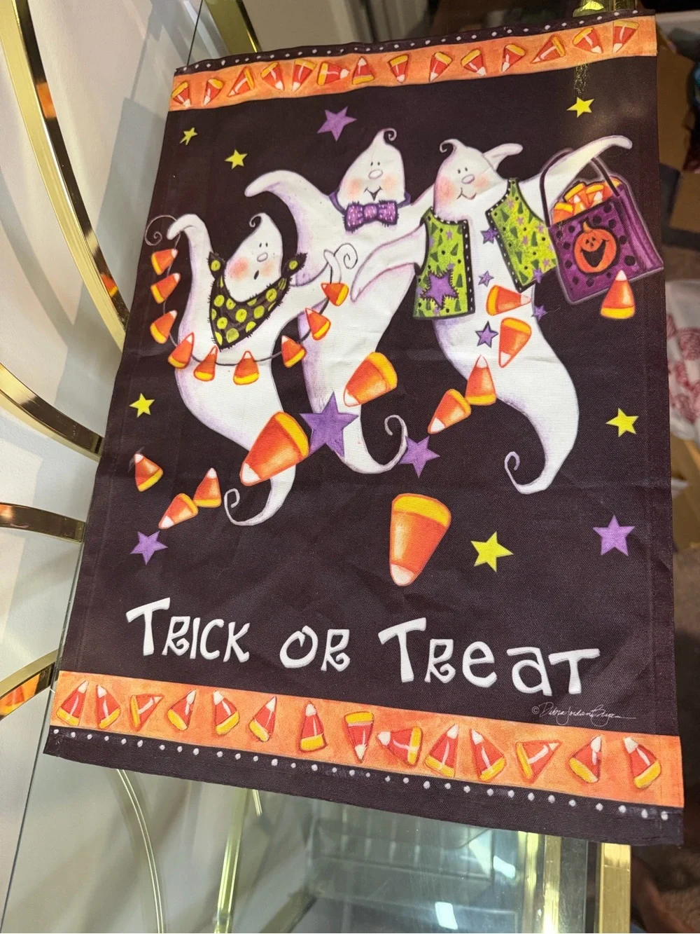 Vintage Halloween 'Trick or Treat' Ghost Flag